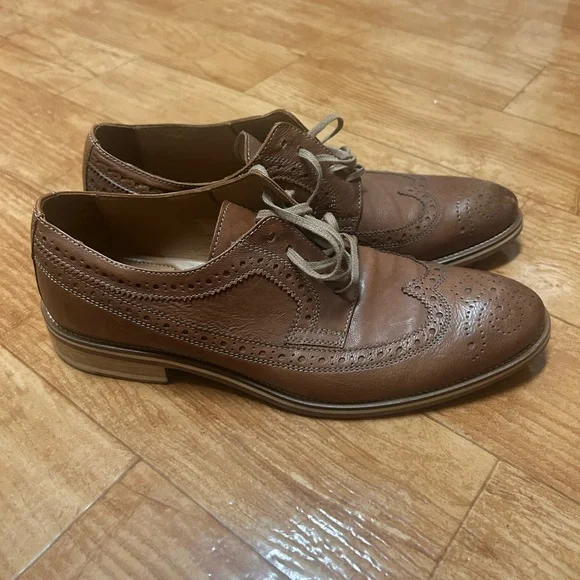 Johnston & Murphy Brown Wood Leather Wingtip Brogue Oxford Italian Size 8.5 Shoe Johnston & Murphy Brown Leather Wingtip Brogue Oxford Shoes  main image 3